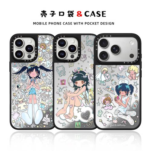 C家联名鸟鸟一天使收容所适用iphone17promax手机壳16保护套磁吸苹果15pro镜面14plus甜美少女13闺蜜款12可爱