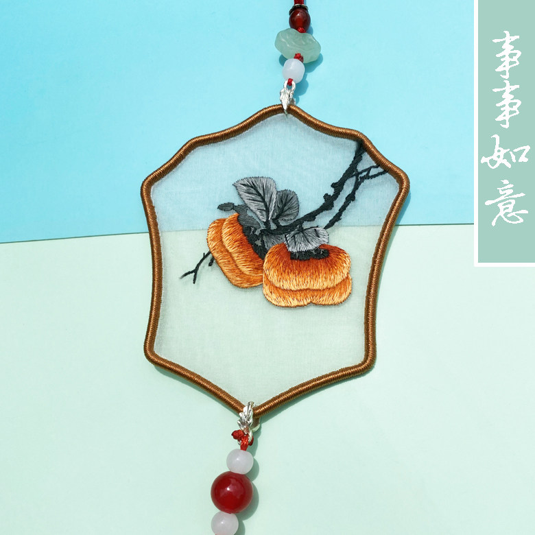 苏绣diy材料包手工绣花成品车挂饰品平安七夕礼物双面绣挂件