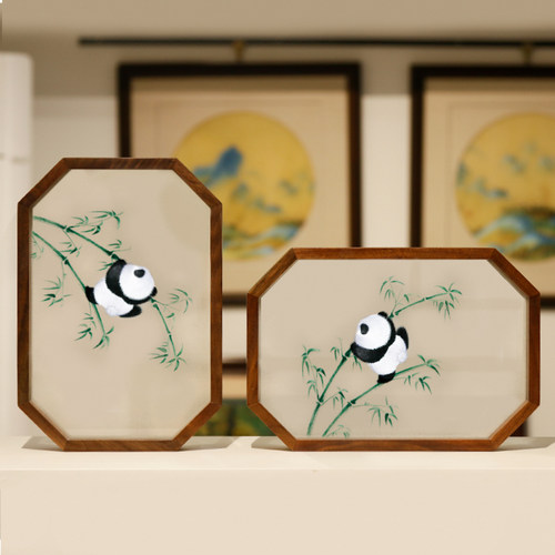 苏绣熊猫摆件自绣材料包