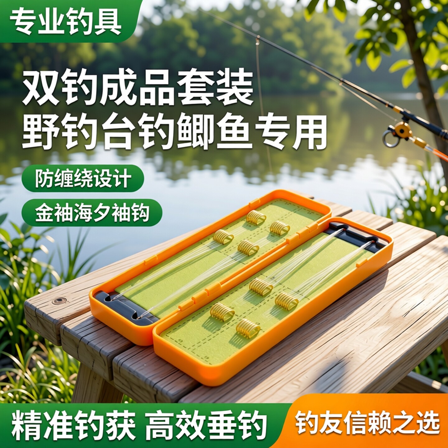 鱼钩绑好短子线双钩成品套装野钓台钓鲫鱼防缠绕金袖海夕袖钩