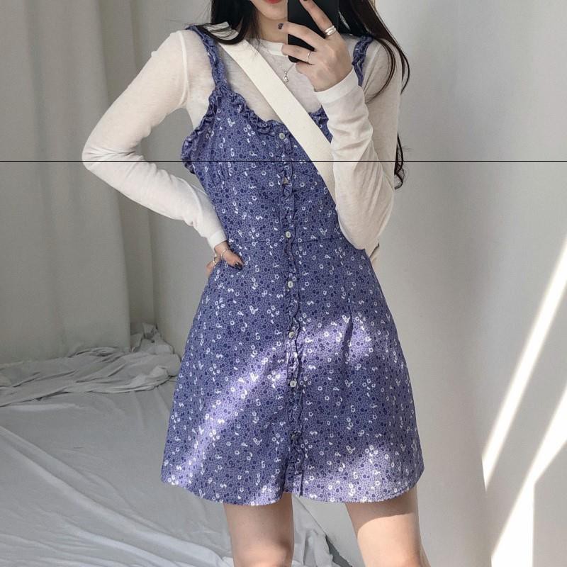 裙子套装女韩国鬼马少女复古chic碎花吊带连衣裙+T恤打底衫两件套在类目 女装/女士精品, 连衣裙中 - 来自Buy2taobao.com提供专业的淘宝代购服务