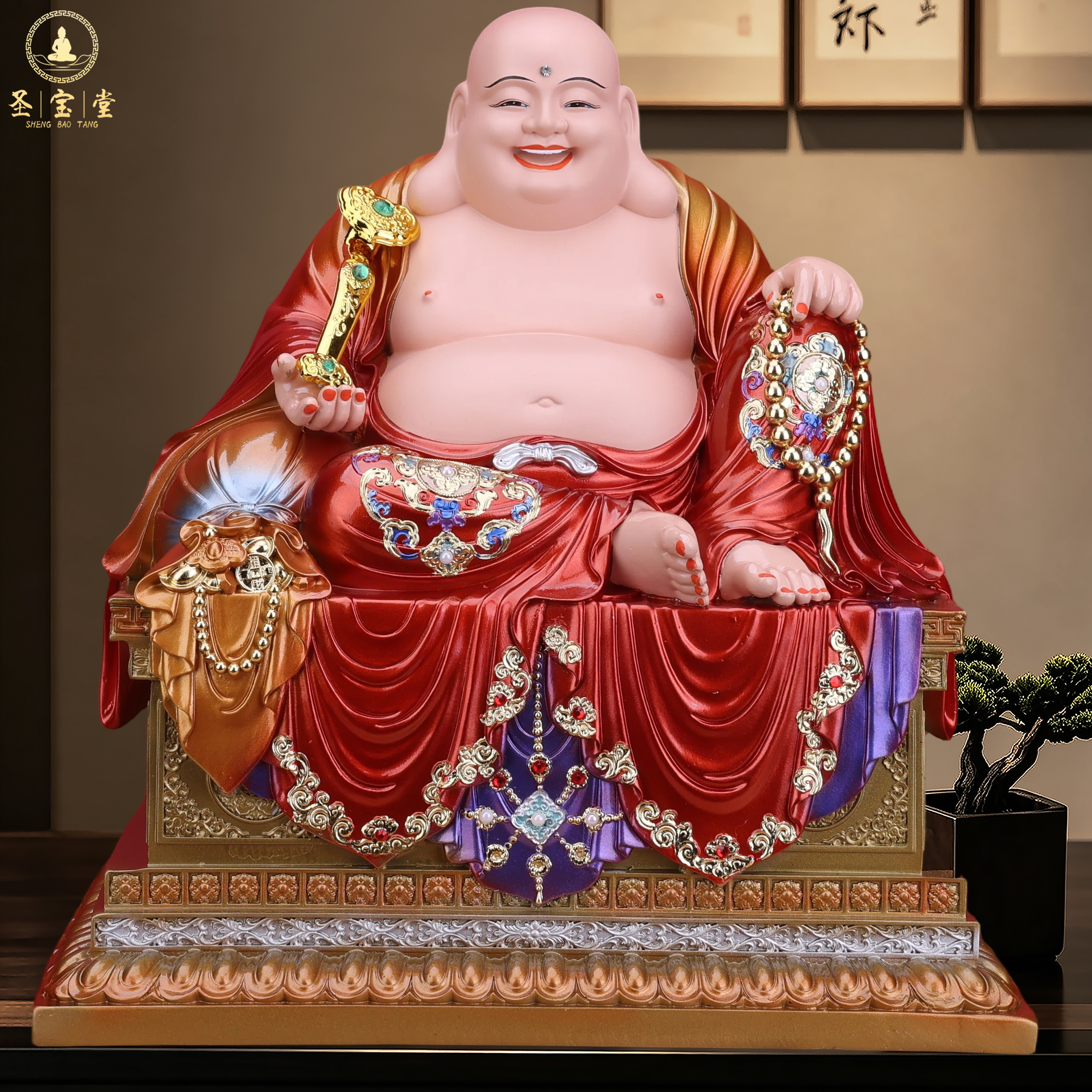 弥勒佛菩萨佛像大肚弥勒像体家用佛堂寺庙供奉笑佛树脂摆件未来佛