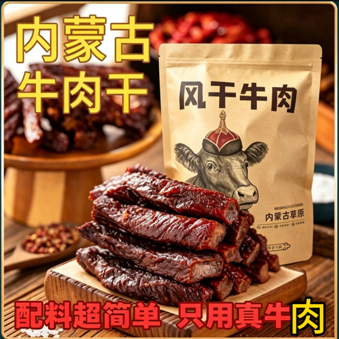 内蒙古风干牛肉干250克 正宗手撕牛肉 草原特产零食