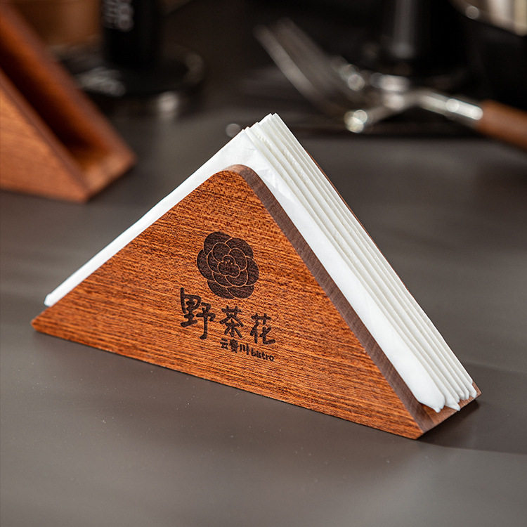 商用纸巾架立式三角实木