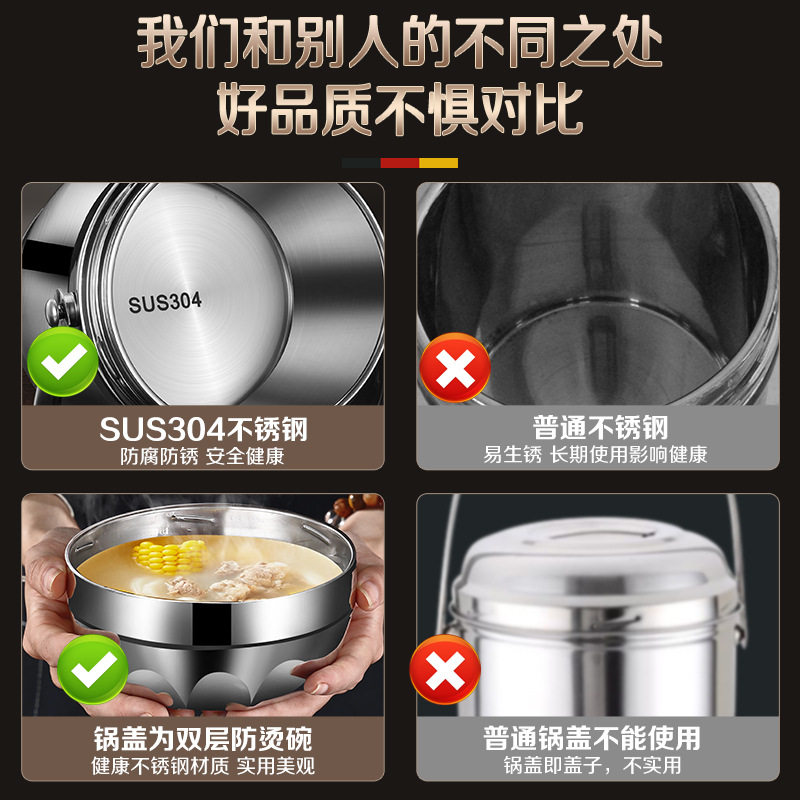 工厂直销304保温饭盒桶学
