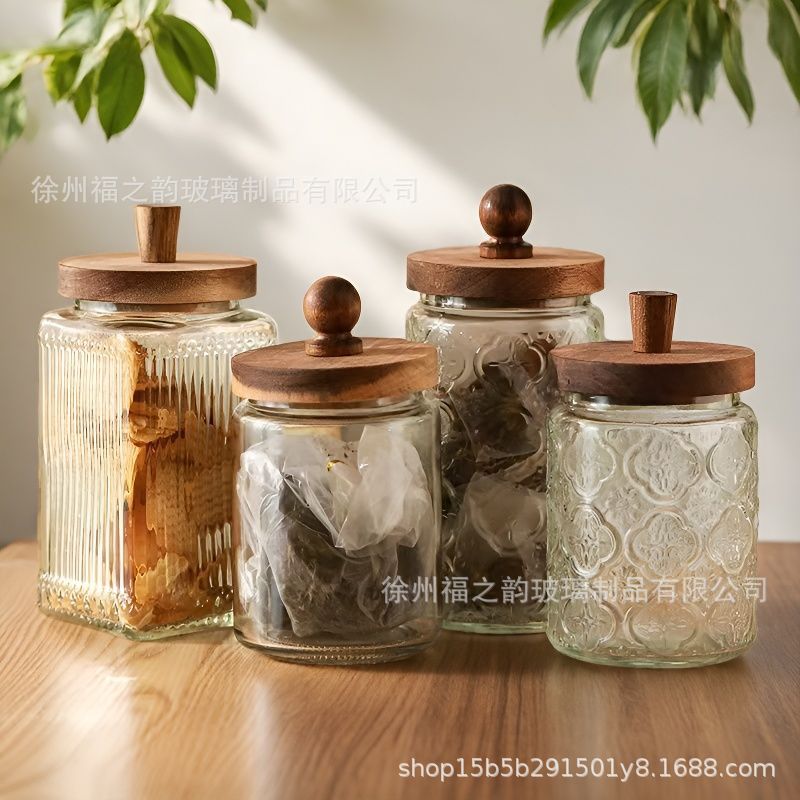 复古海棠花木盖玻璃密封