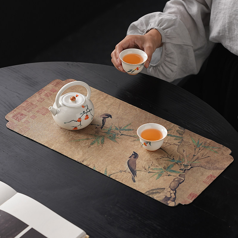 新中式香云纱茶席防水茶