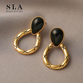 Acc私家 Simple Love 美拉德高级感复古虎眼石小香风银针耳环女