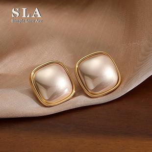 2025年新款 Acc私家 潮流几何珍珠高级感银针耳环女 Love Simple