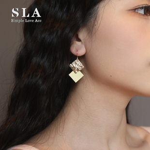 高级感哑金方块不规则原创设计耳环女 Acc私家 Simple Love