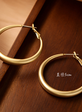 Simple Love Acc私家  金属夸张哑光磨砂大圈高级感银针耳环女