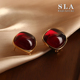 Acc私家 Simple Love 暗红色饱满宝石银针耳环女小众独特设计感