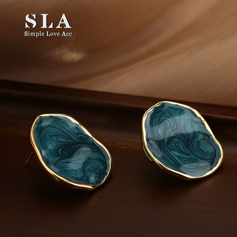 轻度法式滴釉女复古耳环