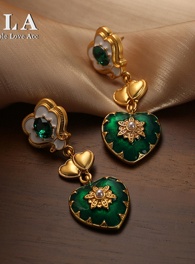 SLA私家 复古法式高级感绿松石夸张气质大耳坠银针2025年新款耳环