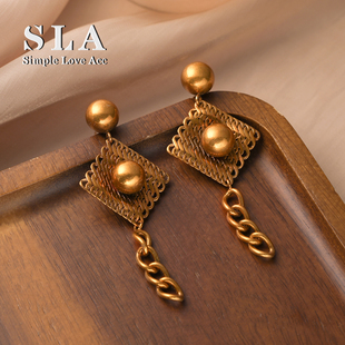 复古法式 Acc私家小众设计感高级感气质个性 金属耳环 Love Simple