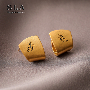 美拉德光不规则设计拉丝工艺银针耳环女 Acc私家 Simple Love