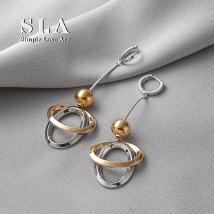 银针耳环女 Acc私家高级感小众独特时尚 双色金属耳坠 Love Simple