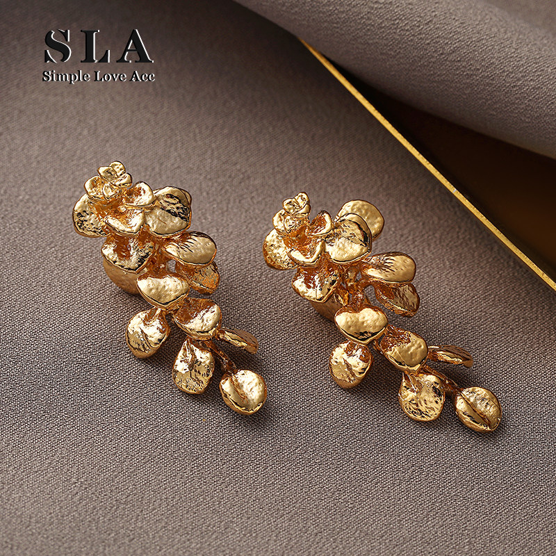 Simple Love Acc私家  夸张设计长款金属流苏精致气质银针耳环女