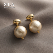 Acc私家 Simple Love 金豆豆气质棉花珍珠甜美优雅银针耳环女