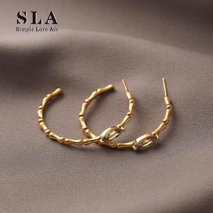 竹子设计爆款 Acc私家 半圆高级感锆石银针耳环女 Love Simple