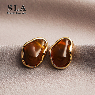 2025年新款 Acc私家 设计琥珀高级感百搭银针耳环女 Love Simple