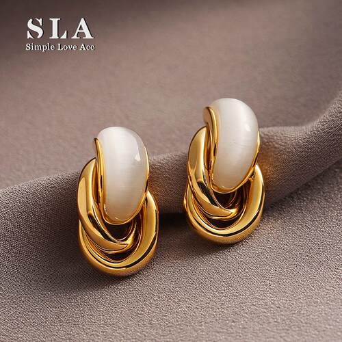 Simple Love Acc私家  简约圆环缠绕树脂高级感百搭银针耳环女