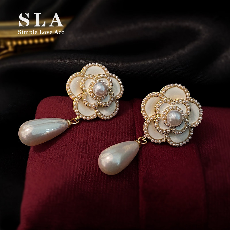 轻奢hemuu山茶高级感法式风珍珠