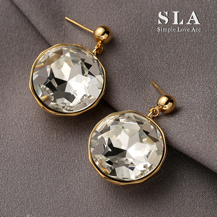 Simple Acc私家大气闪亮2025年奥地利水晶银针耳环女 Love