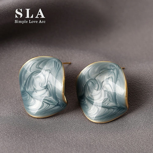 轻度法式滴釉女滴釉耳环