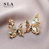 Simple 蝴蝶全天然贝壳设计师气质银针耳环女 爆款 Love Acc私家