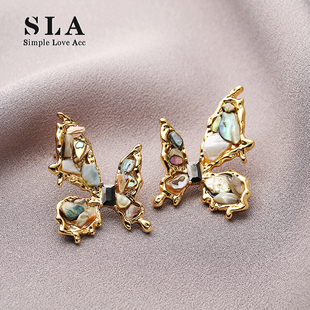 爆款 Acc私家 蝴蝶全天然贝壳设计师气质银针耳环女 Love Simple