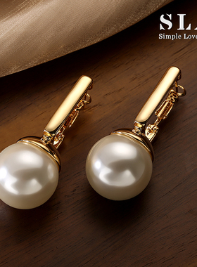Simple Love Acc私家法式方口珍珠小众设计感高级银针耳环女
