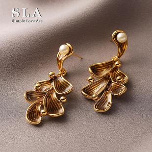 甜美长款 Simple 法式 Acc私家 高级感滴釉珍珠银针耳环女 Love