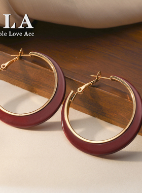 Simple Love Acc私家 欧美个性气质豹纹2025新款耳环红色耳圈女潮