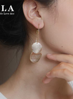 Simple Love Acc私家  简约轻奢百搭几何磨砂金属亮片耳环女