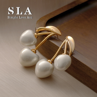Love 白珍珠银针气质个性 Acc私家 2025年新款 樱桃耳环女 Simple