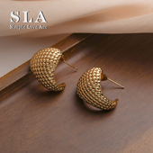Simple 女潮 冷淡风耳环新款 Love Acc私家复古镂空穿山甲C形个性
