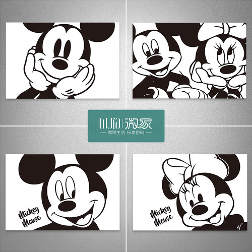 黑白米奇电表箱贴纸装饰自粘墙贴