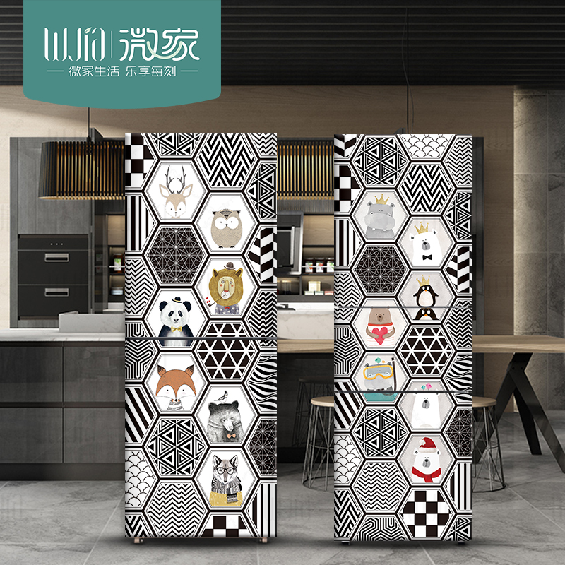 北歐簡約全貼雙門裝飾冰箱貼紙