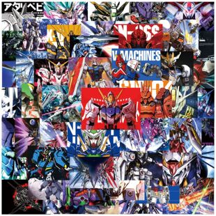 50张新款卡通个性高达机动战士海报涂鸦贴纸笔记本电脑水杯吉他贴