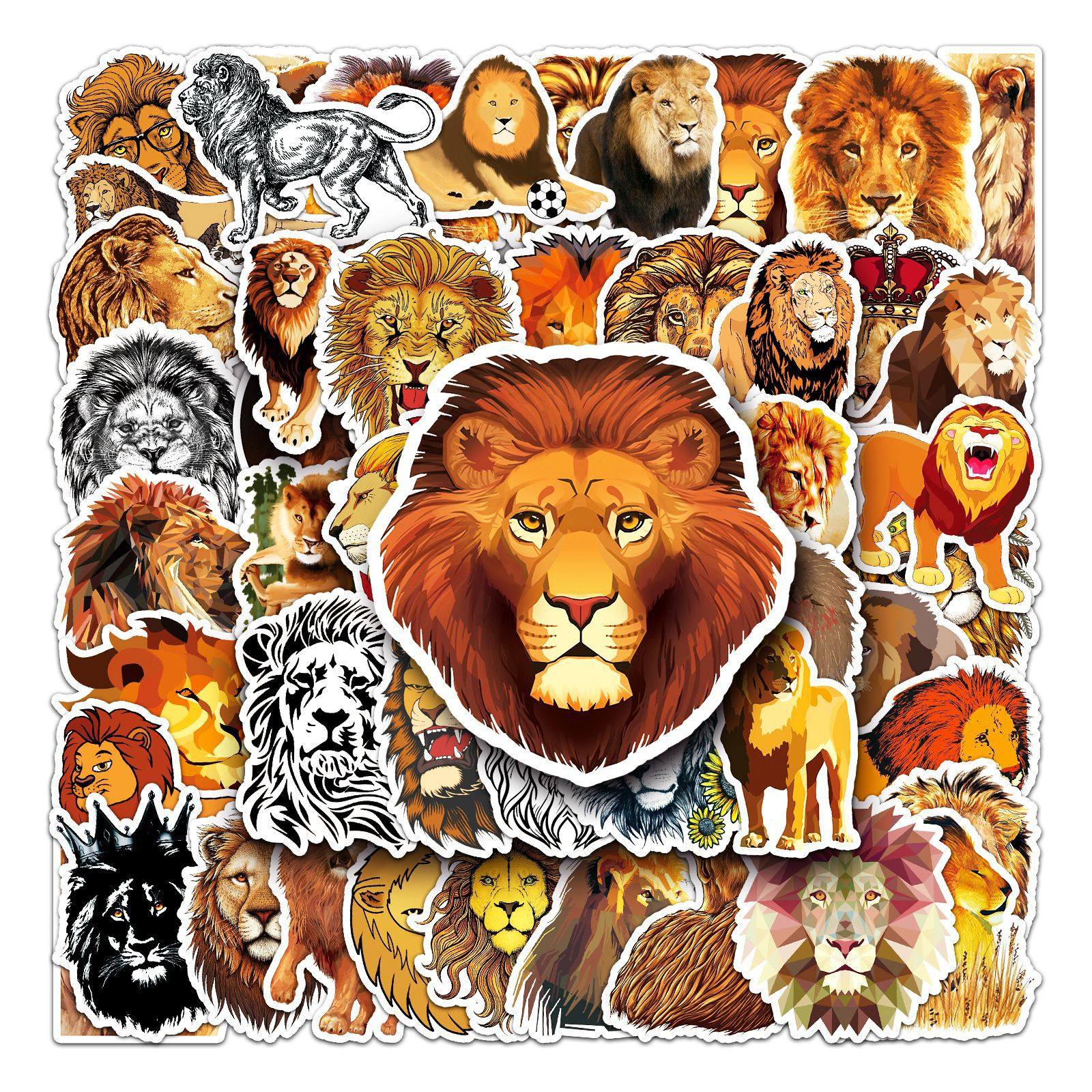 100张卡通动物狮子老虎涂鸦贴纸手机水杯水壶冰箱笔记本电脑主机ipad