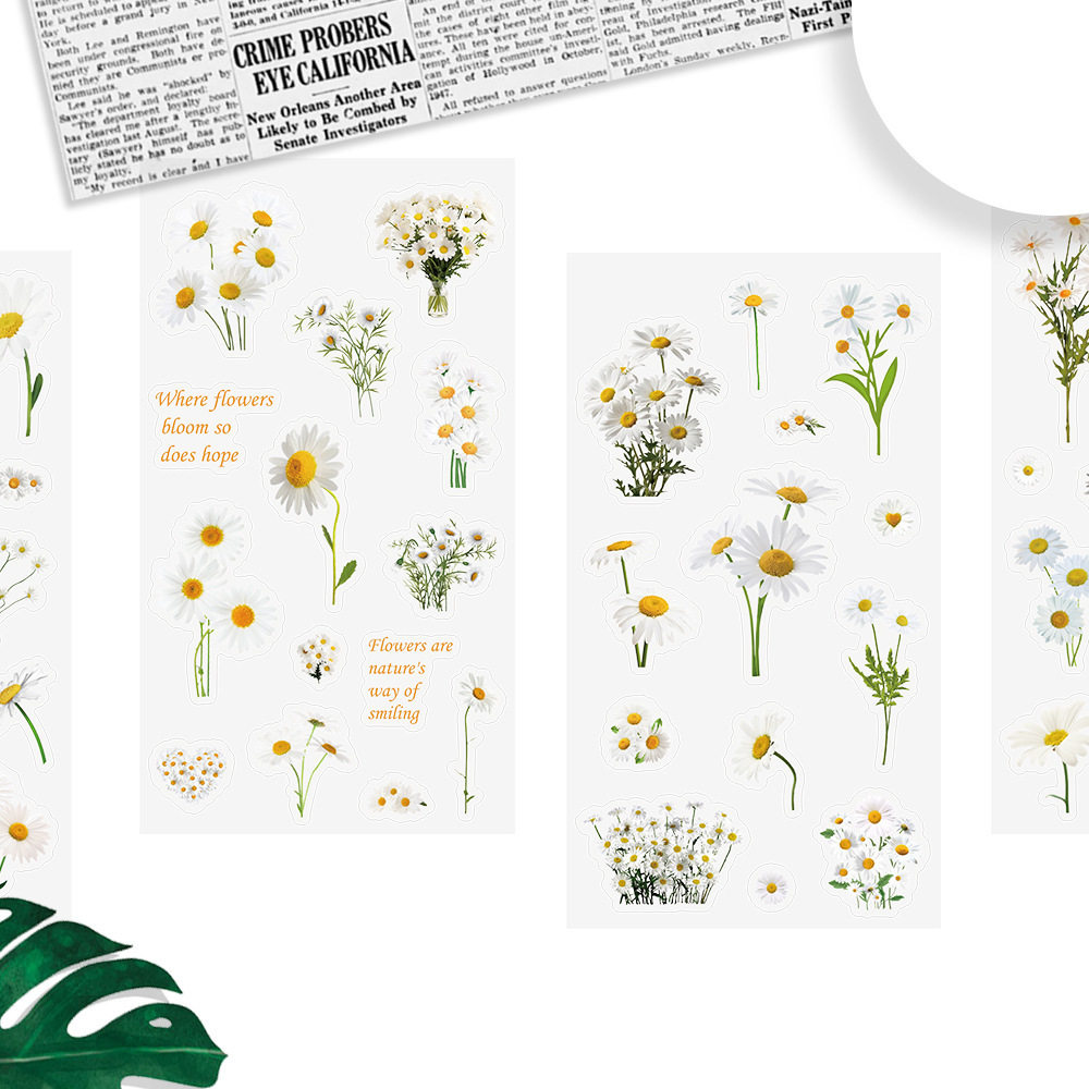 透明无白边小雏菊水杯手机后壳电动车摩托车挡风玻璃装饰贴纸防水