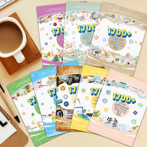 复古水彩波西米亚风绿植膳食学生planner stickers年计划贴纸本