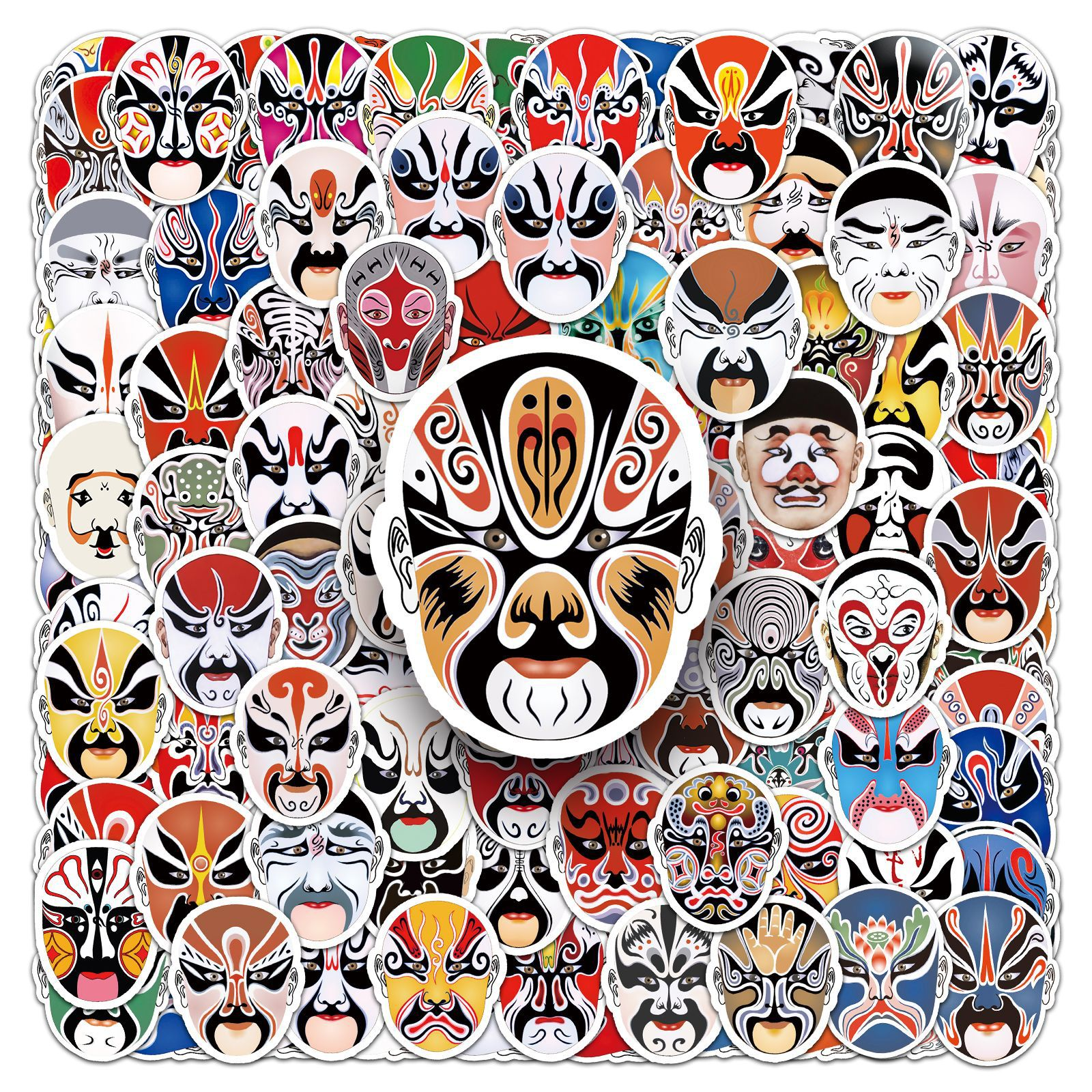 中国风京剧戏曲脸谱笔记本小贴纸