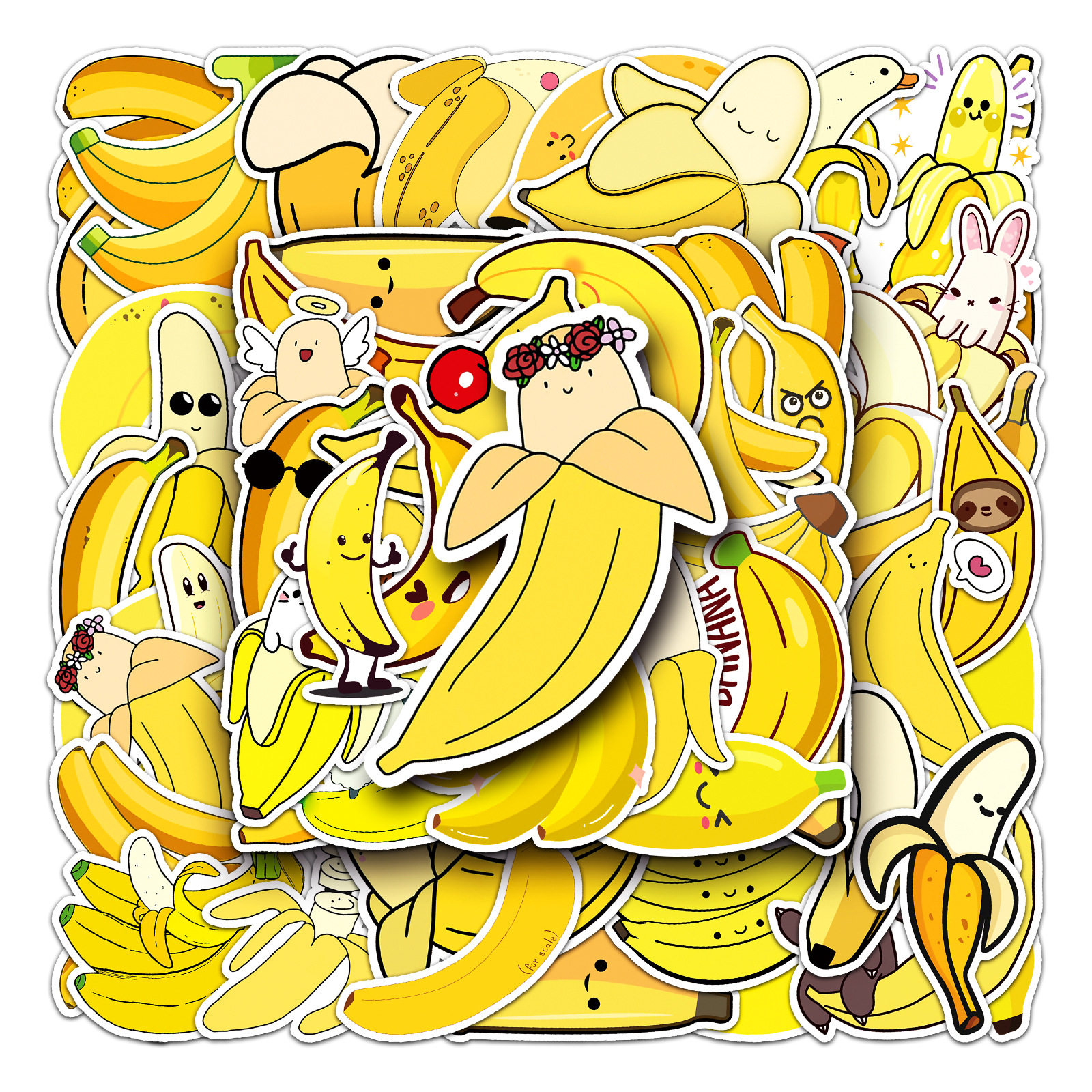50张卡通水果香蕉涂鸦贴纸笔记本电脑行李箱吉他手机后壳冰箱水杯水壶