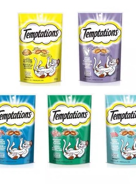 加拿大代购Whiskas伟嘉temptations猫零食猫洁齿饼干夹心酥350g