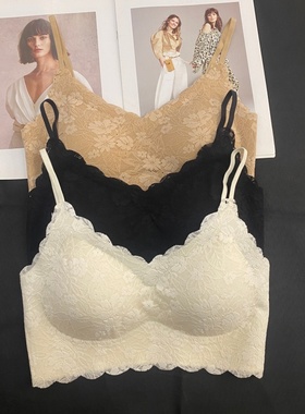 妃子纪3501新款法式蕾丝V领抹胸美背女固定杯聚拢防走光裹胸内衣