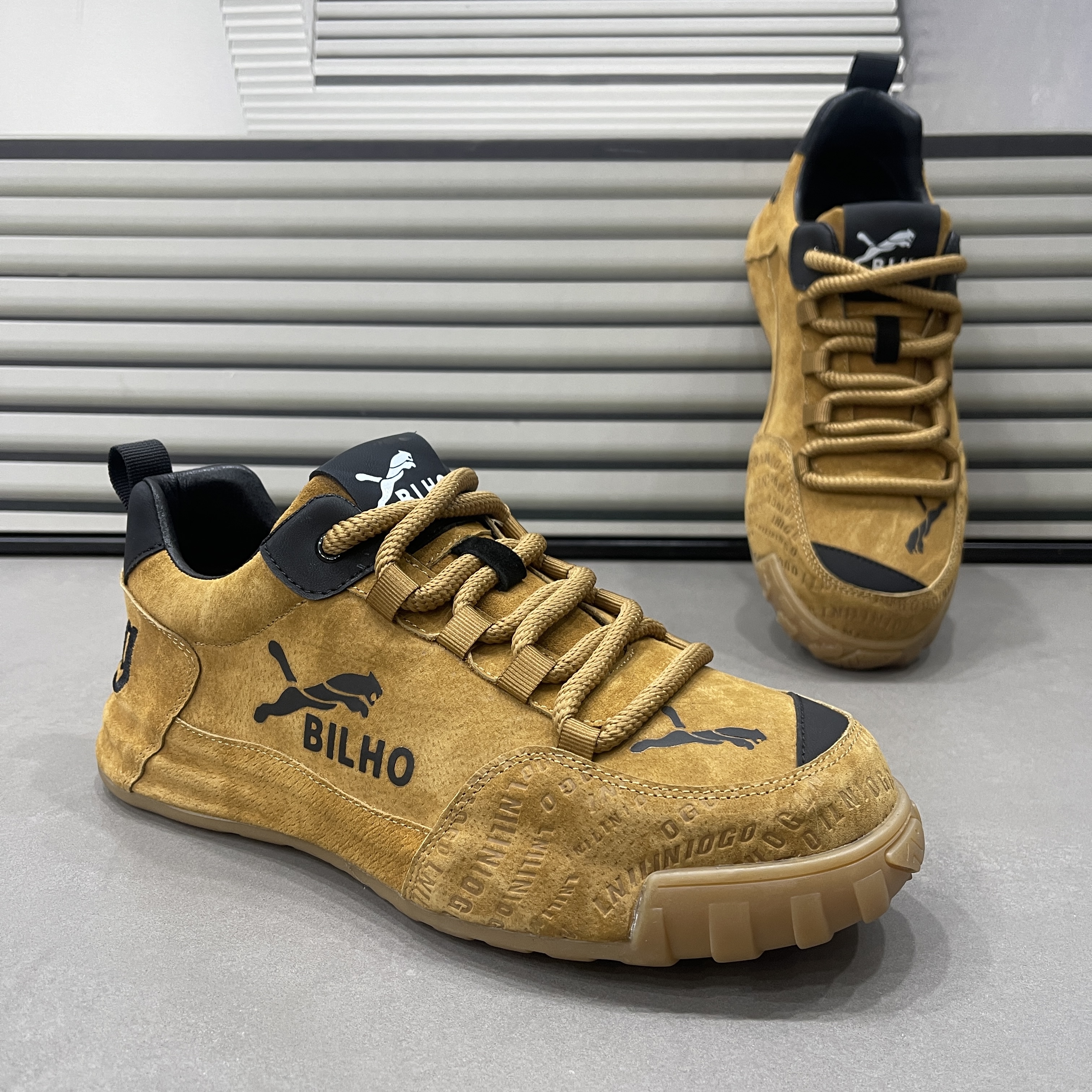 男鞋欧美风磨砂真皮运动休闲鞋2025秋季新款低帮增高包底鞋平底鞋