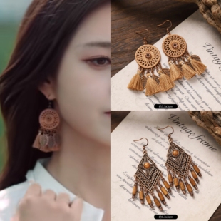 明星郭宇欣同款流苏耳环度假风灵动飘逸显脸小耳坠高级感旅游耳饰