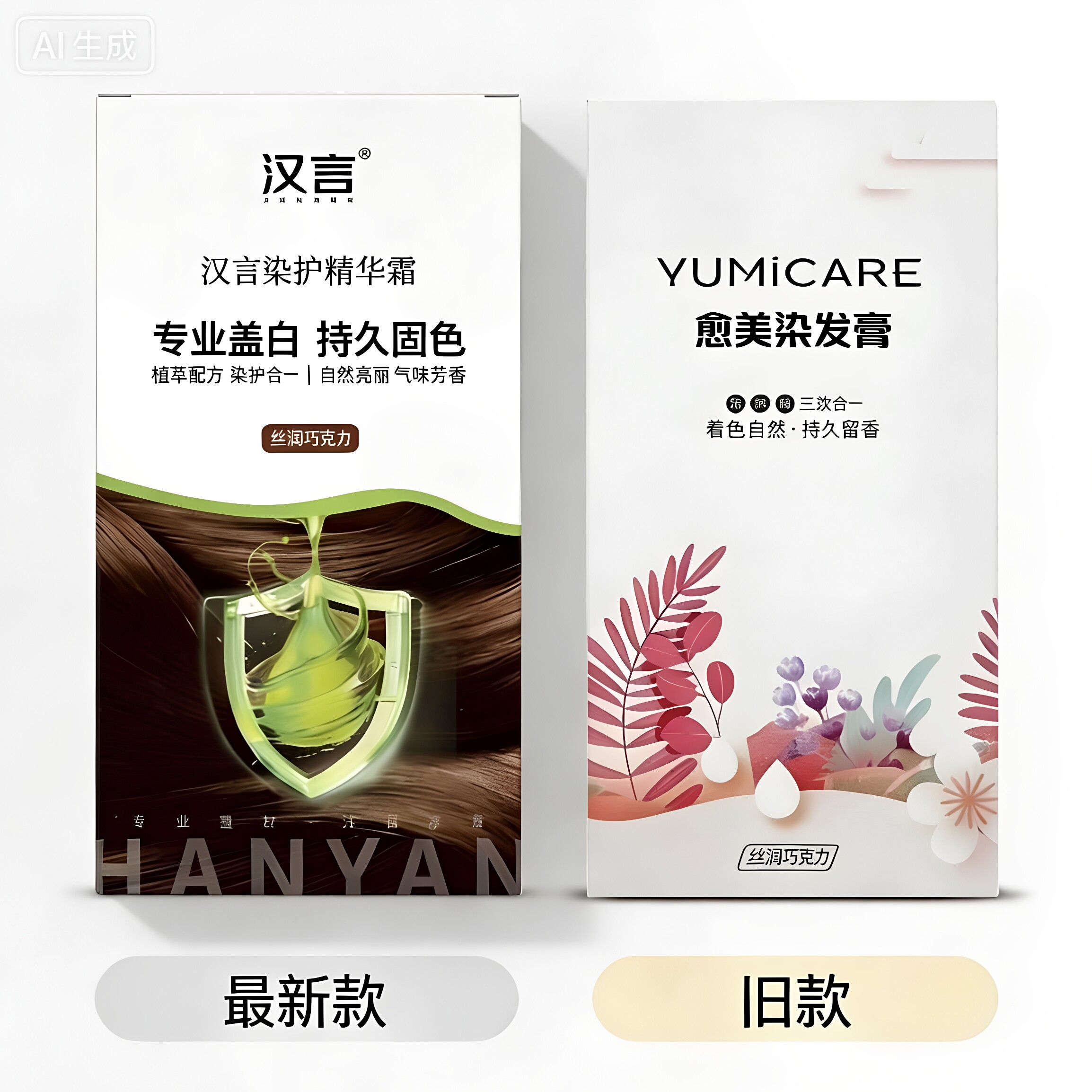 汉言染发剂染护精华霜天然植物染发无刺激不伤发盖白发彩染焗油膏